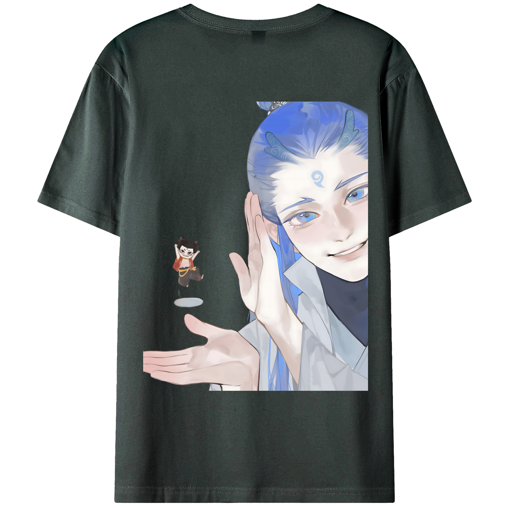 （画像用） Ne Zha 2 ナタ 魔童の大暴れ 綿100％ メンズ半袖Tシャツ（バックプリント） 通気性